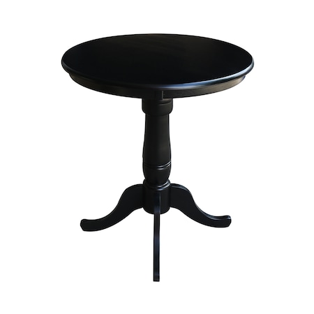 International Concepts Round 30 in Round Top Pedestal Table, 40.9 inH, Black, 30 W, 30 L, 40.9 in H, Wood, Black K46-30RT-6B-2